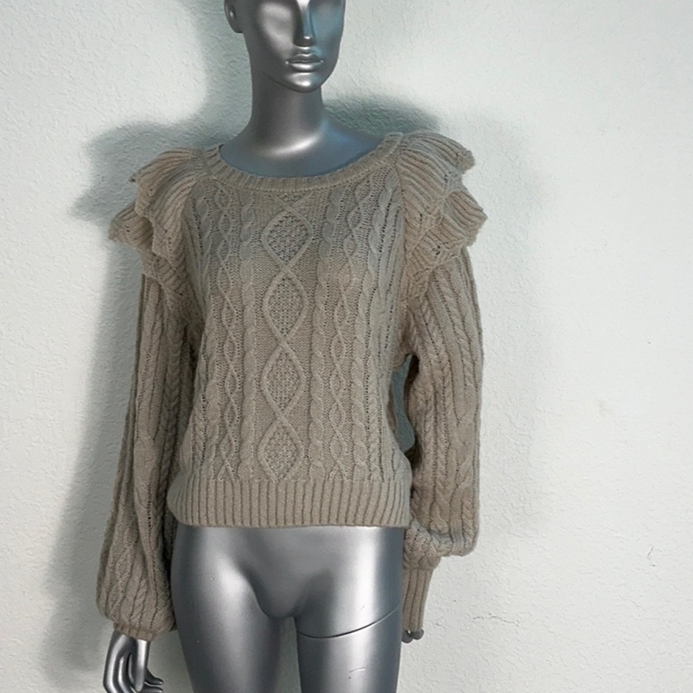 Sweater with puff sleeves and frill detail sz L